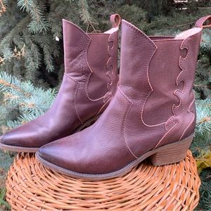 Anthropologie Sundance / GeeWawa Tilly Brown Leather Cowboy booties - Size 8.5